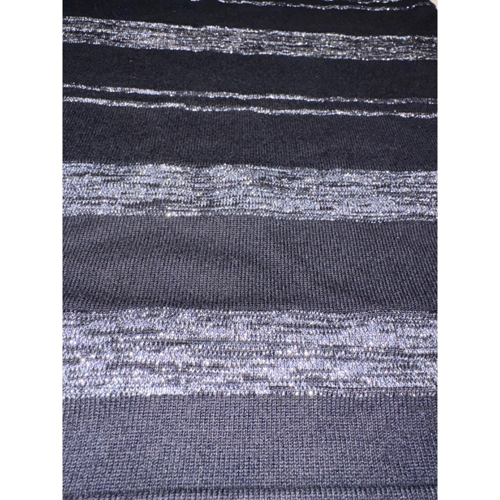 NWT Rock & Republic Women Black Metallic Silver Stripe Knit Holiday Skirt Size M - Picture 2 of 7